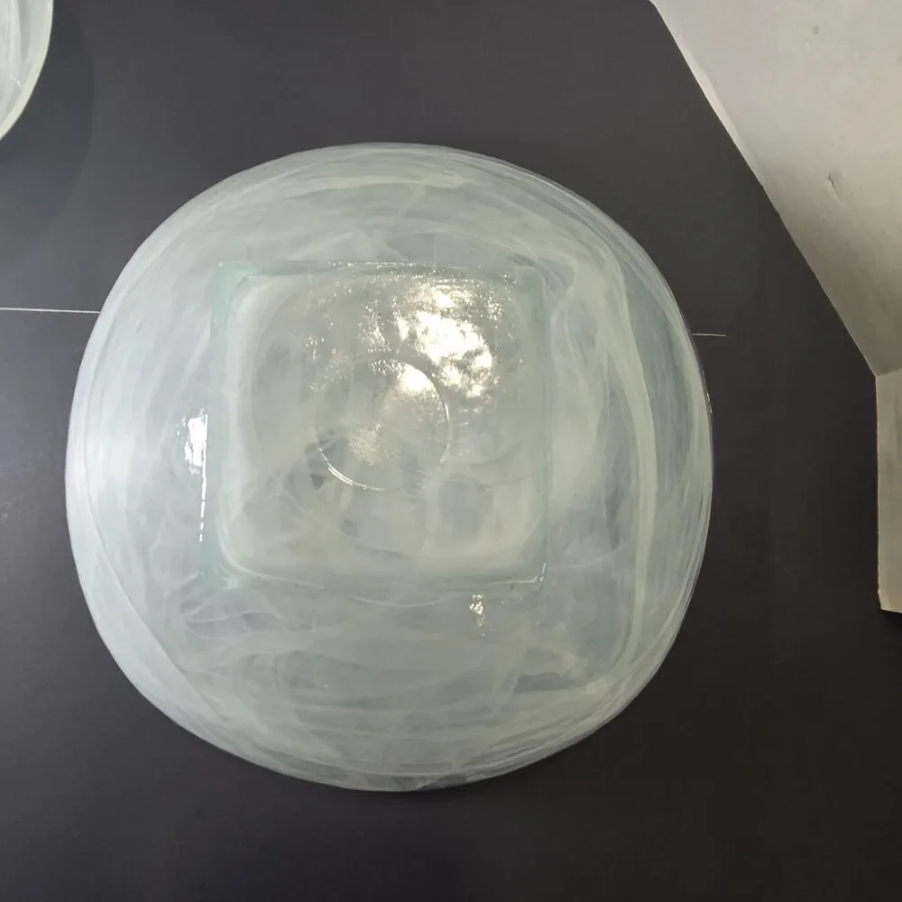 Pier 1 Spain White Alabaster Swirl Glass Handkerchief Bowls Large + Small *EUC